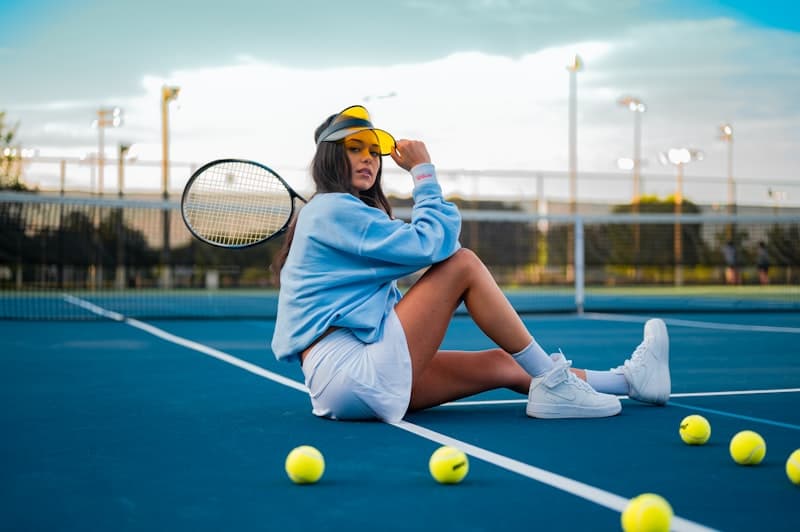 Woman on tennis court